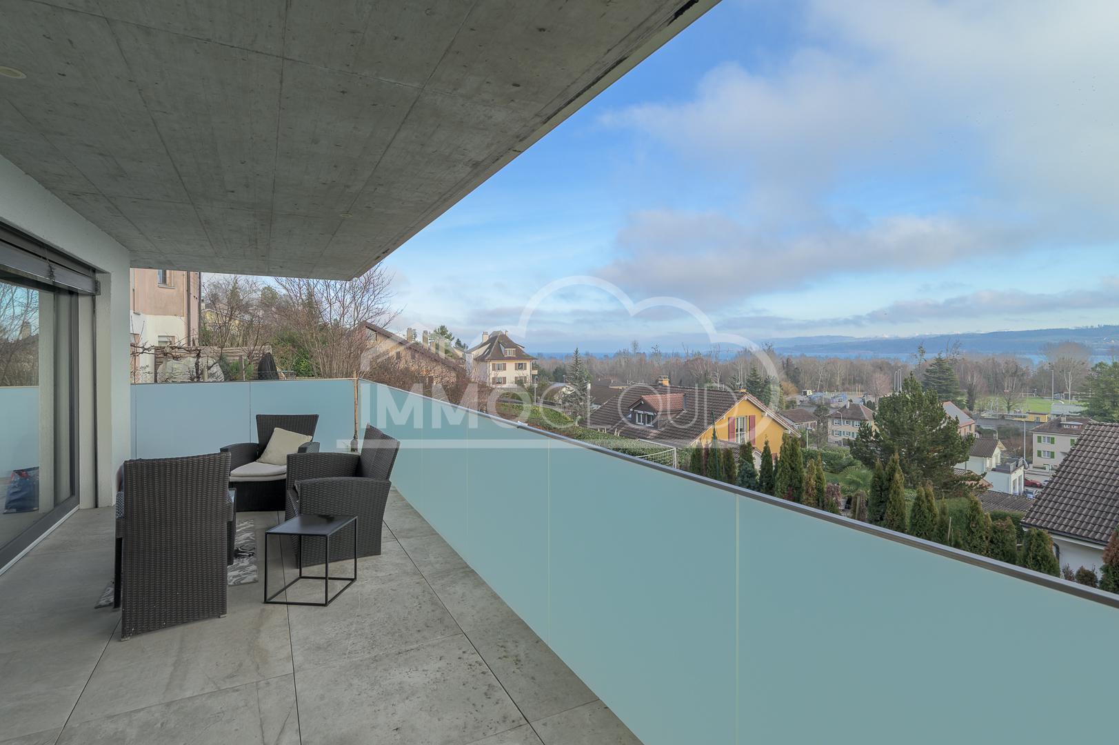 Standing with lake view