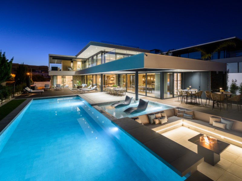 New luxury villa with sea views, 250m from the beach, sold fully furnished