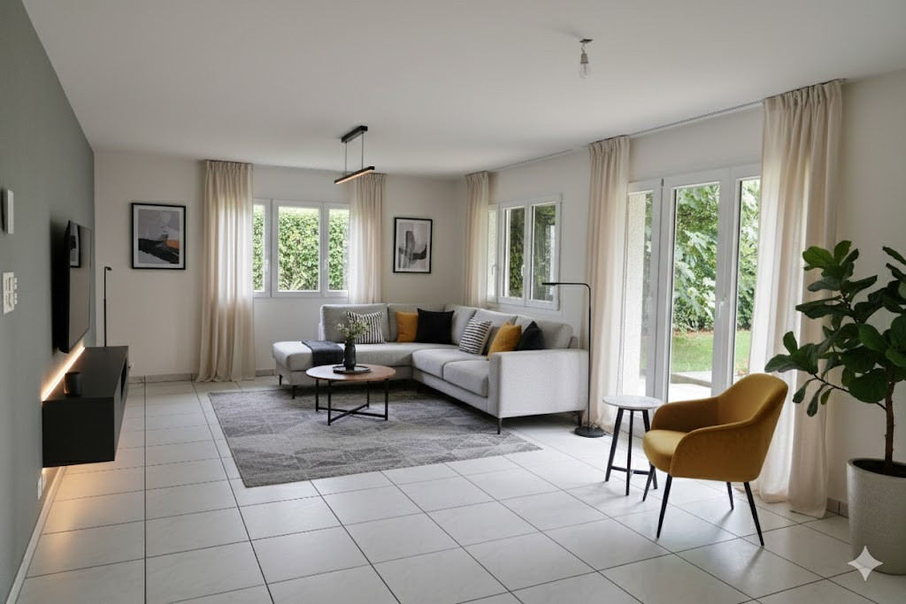 Beautiful 4.5-room apartment on the ground floor, private garden and parking spaces