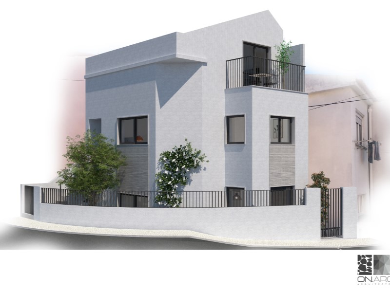 Building under construction located in the center of the village of Parede