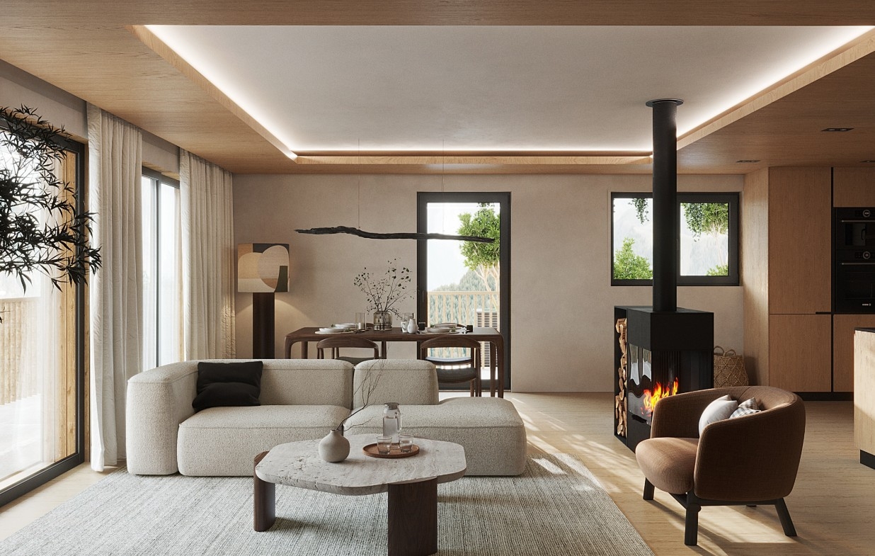 Chalet mitoyen contemporain sur plan 5,5 pièces à Euseigne (Hérémence)