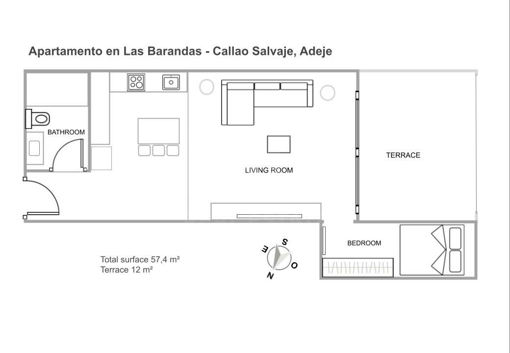 Apartamento 1 dormitorio - 52 m2