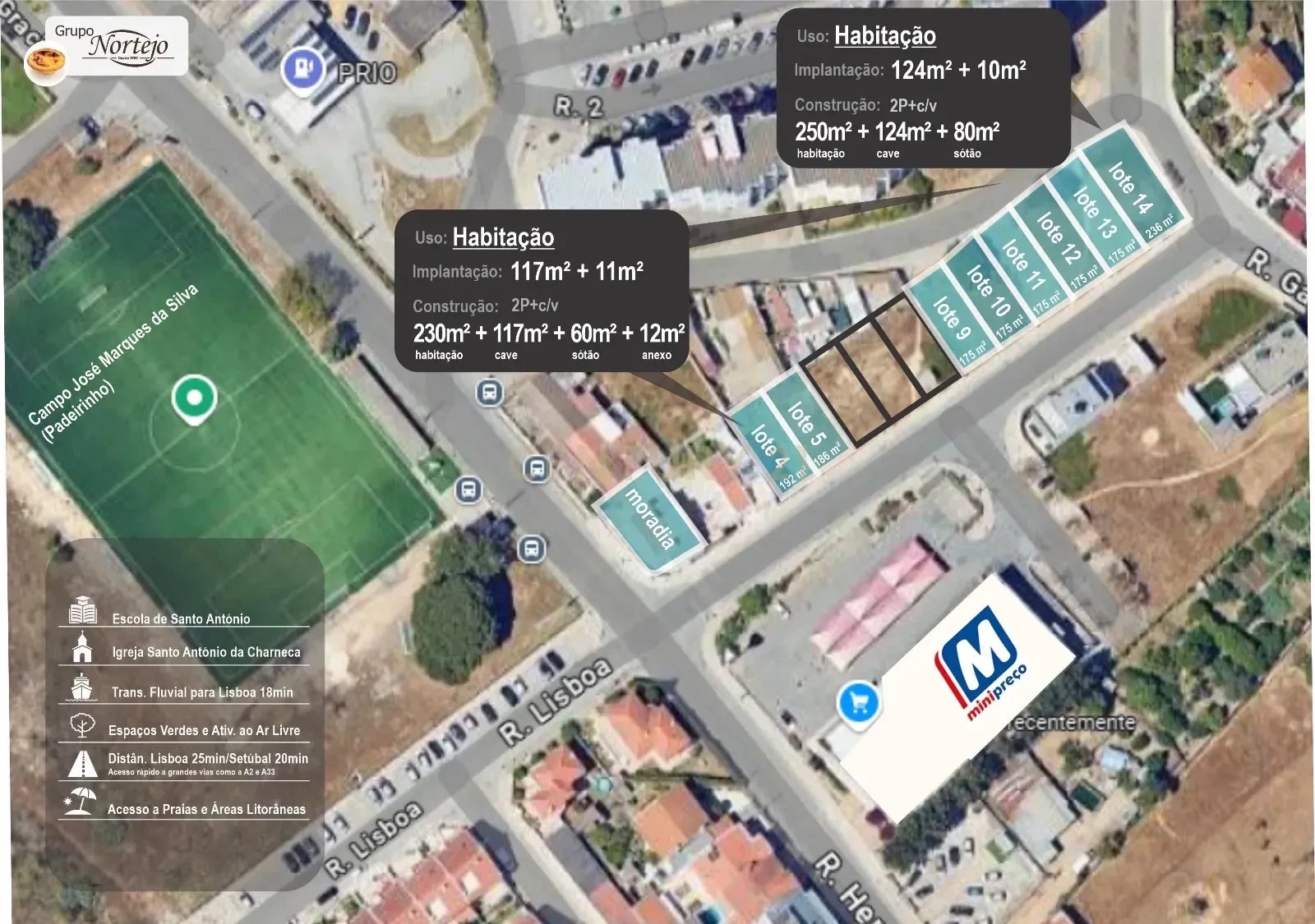 Terreno Urbano de 1489m² con Proyecto Aprobado para 8 Viviendas en Santo António da Charneca, Barreiro