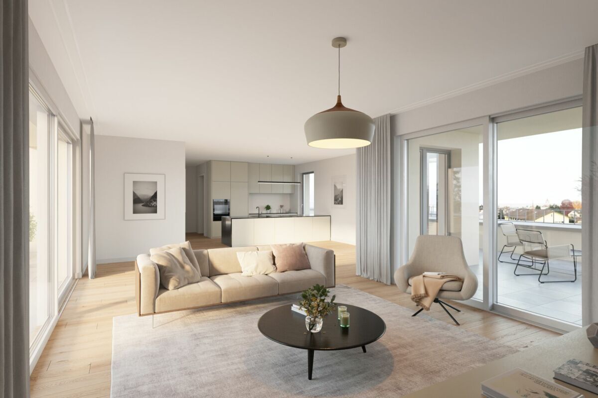 Modern newly built condominium with lake view