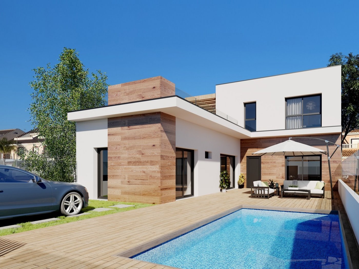 New build semi-detached villa for sale with 3 bedrooms and private pool in San Javier