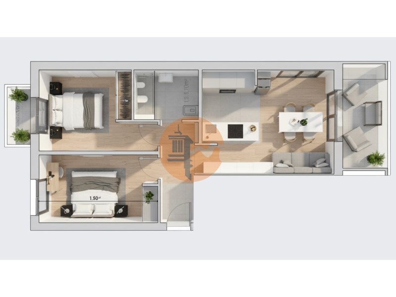 2-bedroom flat - 4th floor