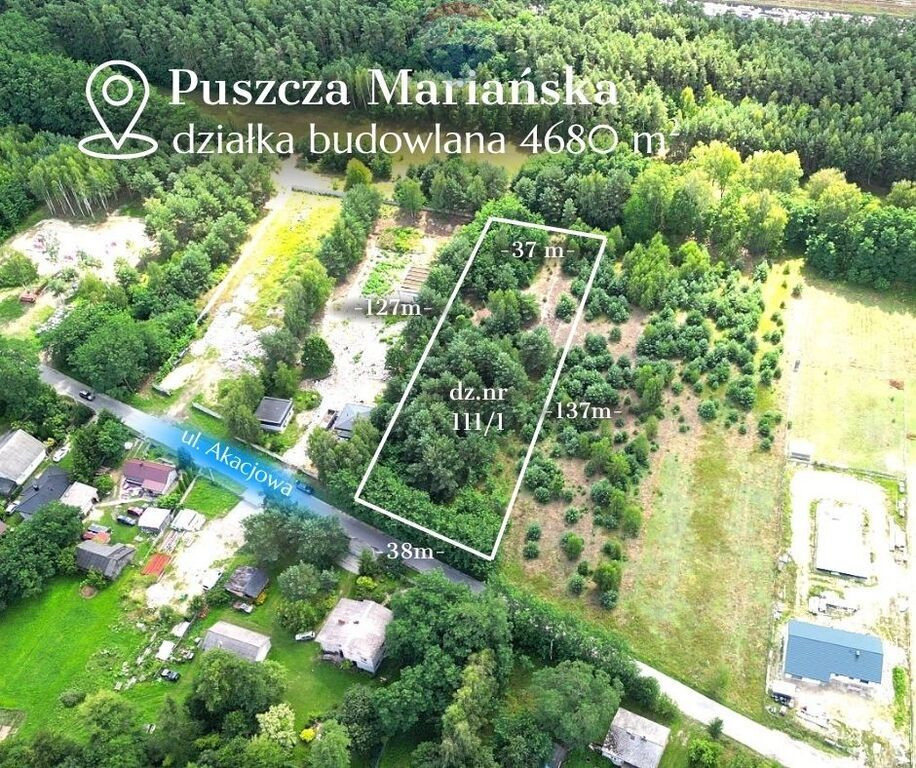 Land Plot for sale, mazowieckie żyrardowski , Akacjowa (Puszcza Mariańska, Poland)
